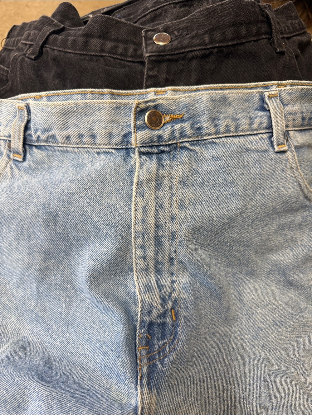 High Sierra Light Blue Denim Jeans with Black Waistband Accent